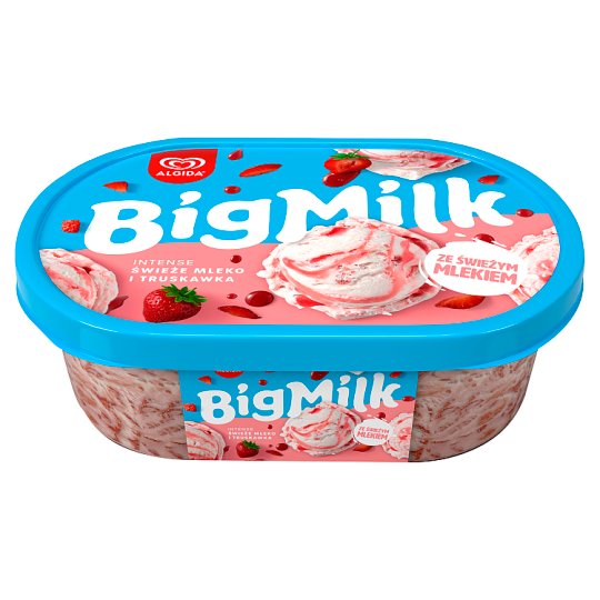Algida Big Milk Intense Lody świeże mleko i truskawki 1000 ml