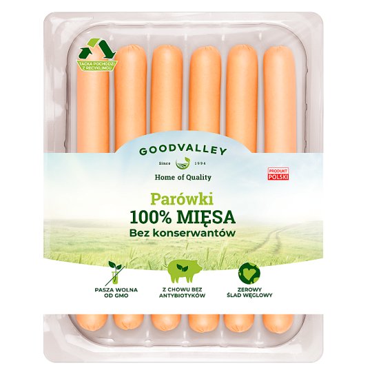 Goodvalley Parówki 100% mięsa bez konserwantów 210 g