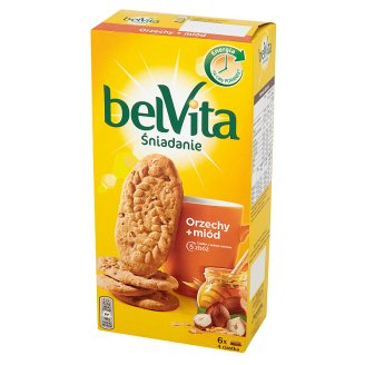 belVita Śniadanie Orzechy + miód Ciastka z pełnym ziarnem 300 g (6 x 4 sztuki)