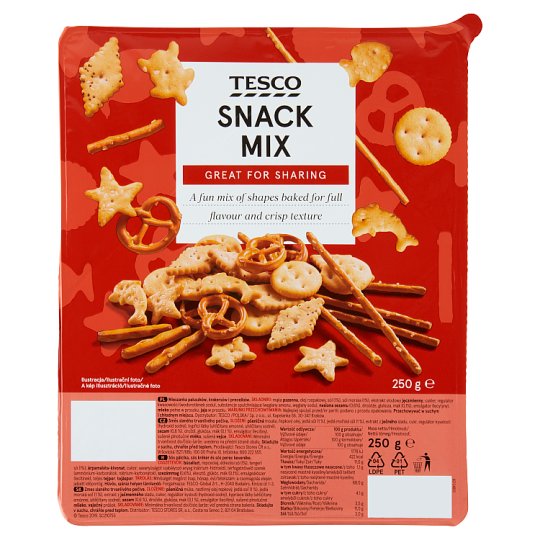 Tesco Mieszanka paluszków krakersów i precelków 250 g