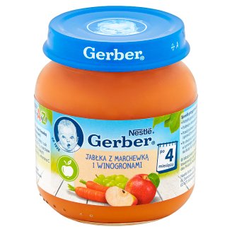 Gerber Jabłka z marchewką i winogronami po 4 miesiącu 125 g
