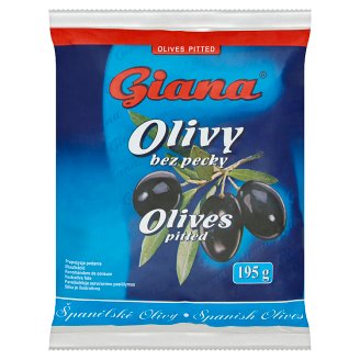 Giana Hiszpańskie oliwki czarne bez pestki w słonej zalewie 195 g
