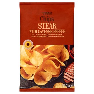 Tesco Chipsy ziemniaczane o smaku wołowiny i pieprzu cayenne 150 g