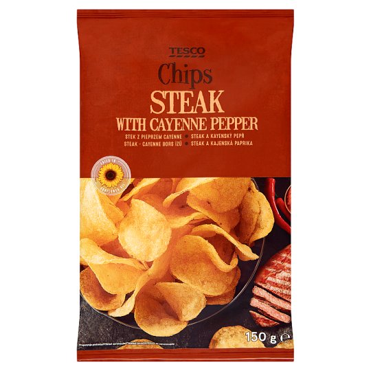 Tesco Chipsy ziemniaczane o smaku wołowiny i pieprzu cayenne 150 g