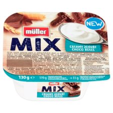 Müller Mix Jogurt o smaku śmietankowym z rurkami w polewie z czekolady mlecznej 130 g