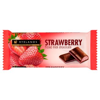 Ryelands Chocolates Czekolada mleczna z nadzieniem o smaku truskawkowym 100 g