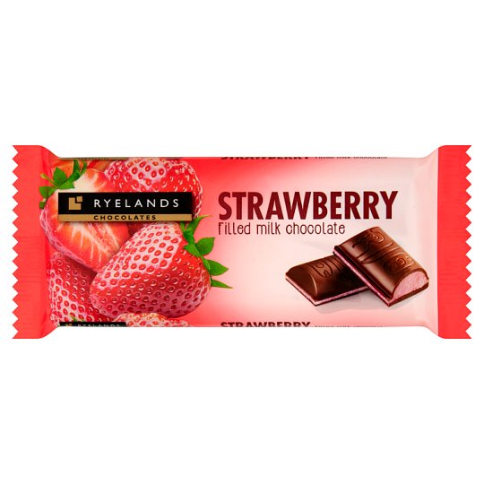 Ryelands Chocolates Czekolada mleczna z nadzieniem o smaku truskawkowym 100 g