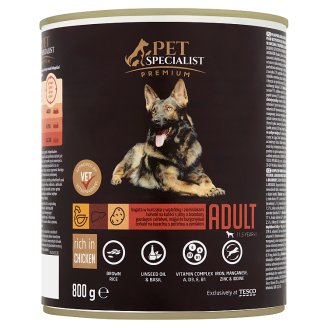Tesco Pet Specialist Premium Karma dla dorosłych psów bogata w kurczaka z wątróbką 800 g