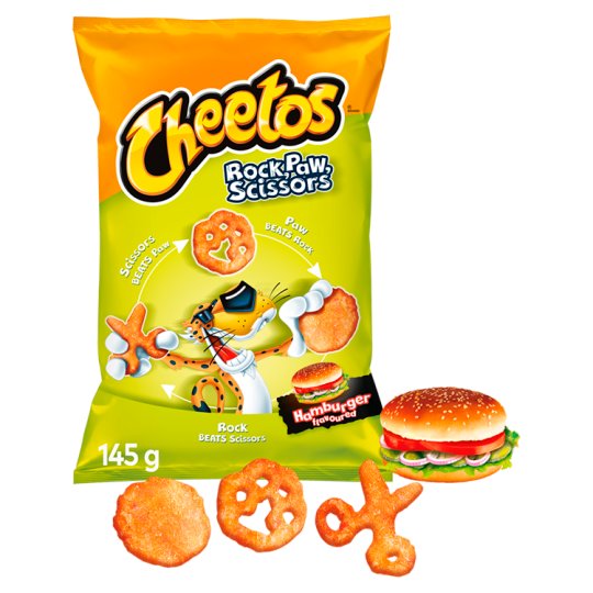 Cheetos Rock Paw Scissors Chrupki kukurydziane o smaku hamburgera 145 g