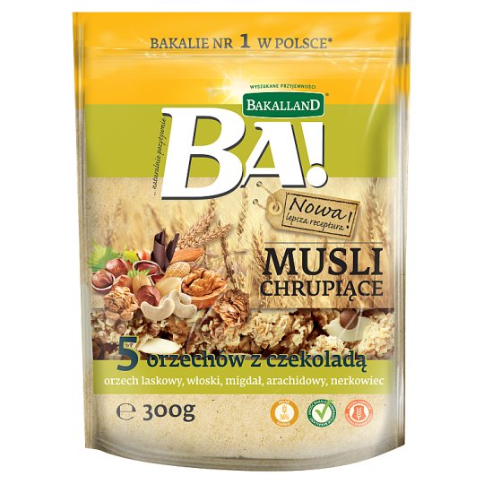 Bakalland Ba! Musli chrupiące 5 orzechów z czekoladą 300 g