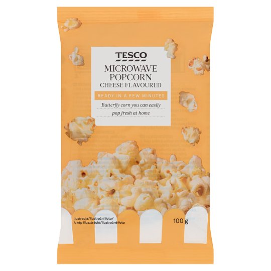 Tesco Popcorn o smaku serowym do przygotowania w kuchence mikrofalowej 100 g