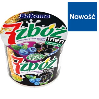 Bakoma 7 zbóż men Jogurt z jagodą czarną porzeczką i zbożami 300 g