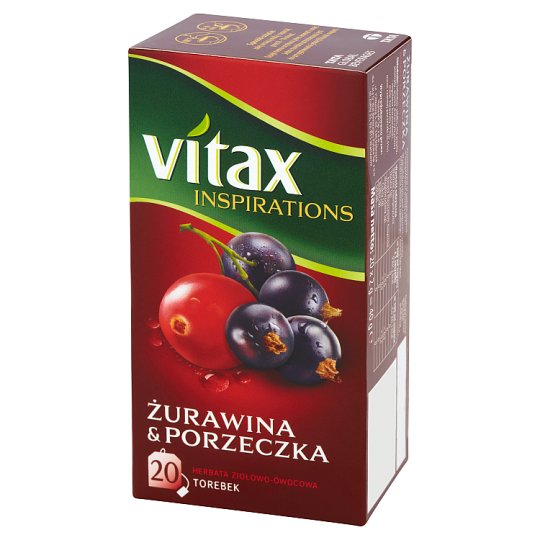Vitax Inspirations Żurawina and Porzeczka Herbata ziołowo-owocowa 40 g ( 20 torebek)