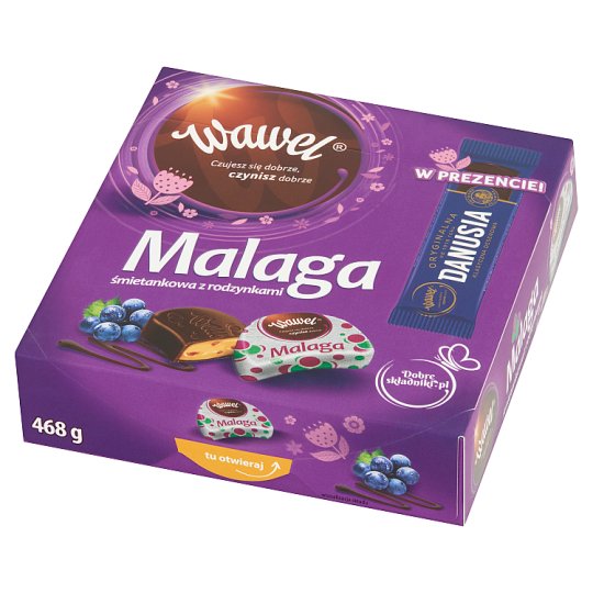 Wawel Malaga śmietankowa z rodzynkami Czekolada z nadzieniem 468 g