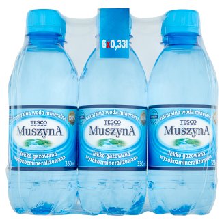 Tesco Muszyna Naturalna woda mineralna wysokozmineralizowana lekko gazowana 6 x 330 ml