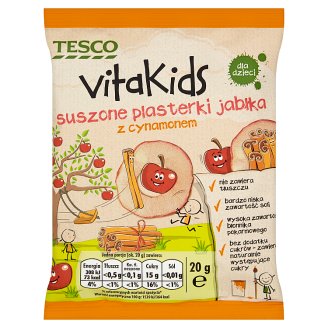 Tesco Vita Kids Suszone plasterki jabłka z cynamonem 20 g