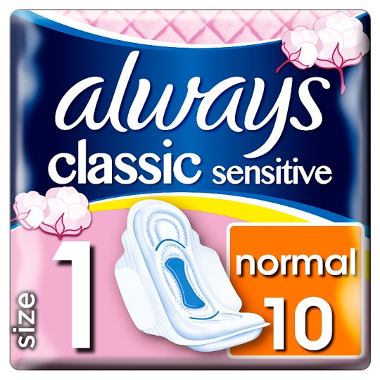 Always Classic Sensitive Normal Podpaski ze skrzydełkami, 10 sztuk