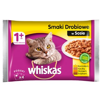 Whiskas Wybór dań drobiowych w sosie Karma pełnoporcjowa 1+ lat 400 g (4 saszetki)