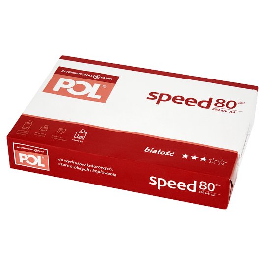 POL speed Papier do wydruków kolorowych czarno-białych i kopiowania A4 500 arkuszy