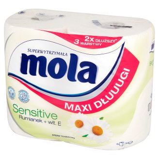 Mola Maxi Dłuuugi Sensitive Rumianek + wit. E Papier toaletowy 4 rolek