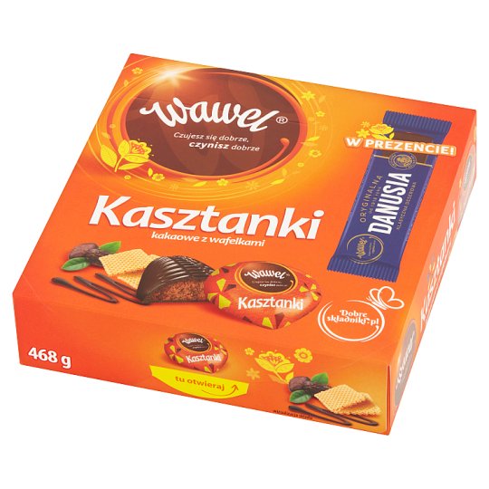 Wawel Kasztanki kakaowe z wafelkami Czekolada z nadzieniem 468 g