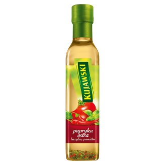 Kujawski Olej rzepakowy z pierwszego tłoczenia z papryką ostrą pomidorami i bazylią 250 ml
