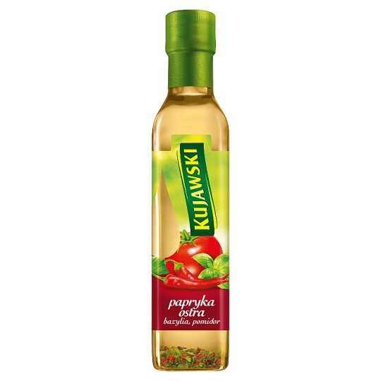 Kujawski Olej rzepakowy z pierwszego tłoczenia z papryką ostrą pomidorami i bazylią 250 ml