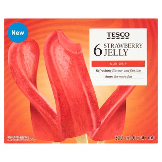 Tesco Lody wodne o smaku truskawkowym 300 g (6 x 50 g)