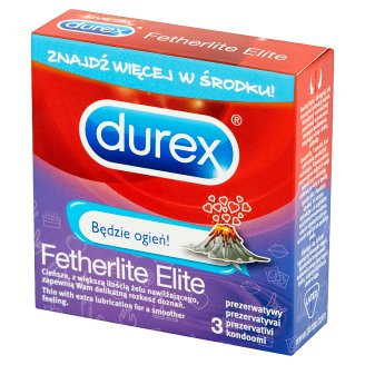 Durex Fetherlite Elite Będzie ogień! Prezerwatywy 3 sztuki