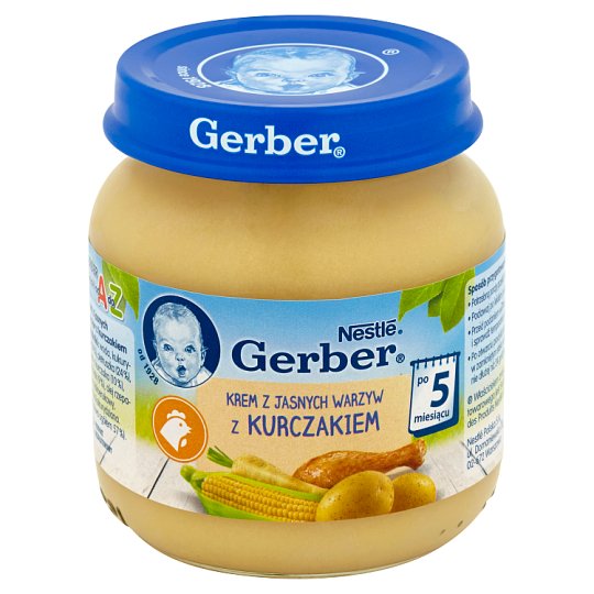 Gerber Krem z jasnych warzyw z kurczakiem po 5 miesiącu 125 g
