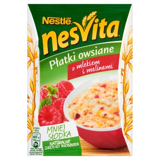 Nesvita Płatki owsiane z mlekiem i malinami 49 g