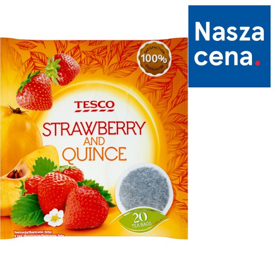Tesco Strawberry and Quince Herbatka owocowa 40 g (20 torebek)