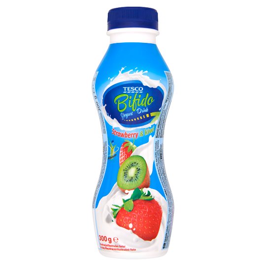 Tesco Bifido Jogurt pitny truskawka i kiwi 300 g