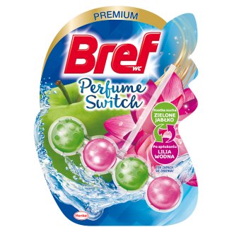 Bref WC Perfume Switch Zawieszka myjąco-zapachowa do muszli WC zielone jabłko-lilia wodna 50 g