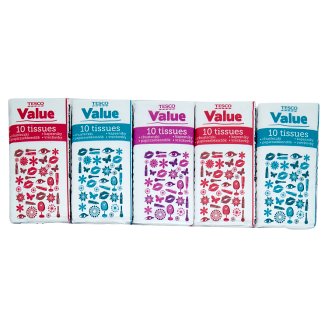 Tesco Value Chusteczki higieniczne 2-warstwowe 10 x 10 sztuk