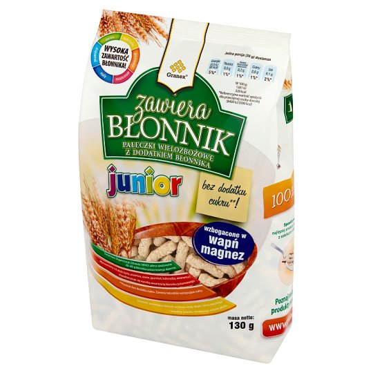 Granex Zawiera Błonnik Junior Pałeczki wielozbożowe z dodatkiem błonnika 130 g