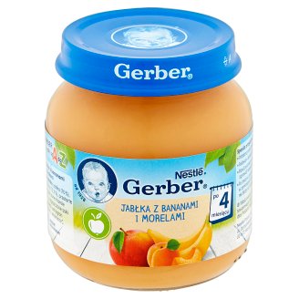 Gerber Jabłka z bananami i morelami po 4 miesiącu 125 g