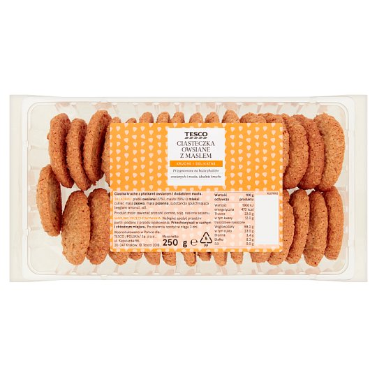 Tesco Ciasteczka owsiane z masłem 250 g