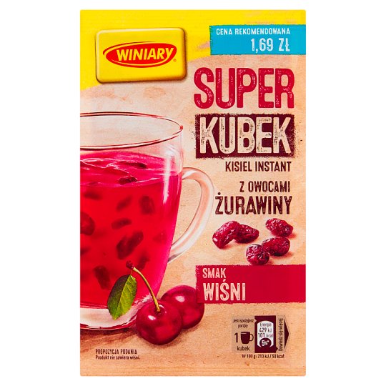 Winiary Super kisiel smak wiśni z owocami żurawiny 27 g