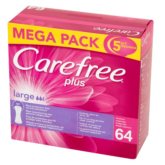 Carefree plus large Wkładki higieniczne 64 sztuki