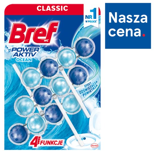 Bref WC Power Aktiv Zawieszka myjąco-zapachowa do muszli WC morska bryza 3 x 50 g