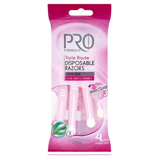 Tesco Pro Formula Triple Blade Jednorazowa maszynka do golenia dla kobiet 4 sztuki