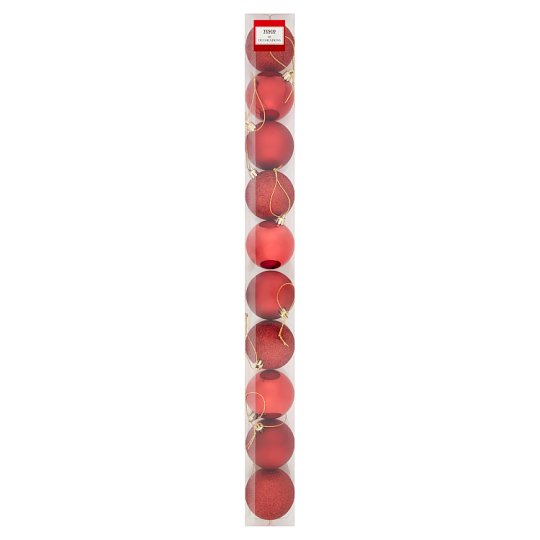 Tesco Bombki czerwone w tubie 6 cm 10 sztuk