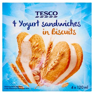 Tesco Lody jogurtowe w herbatnikach zbożowych 480 ml (4 sztuki)