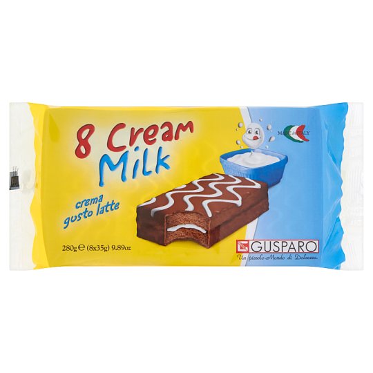 Gusparo Merendina na bazie ciasta biszkoptowego z kremem o smaku mlecznym 280 g (8 sztuk)