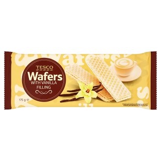 Tesco Wafle z nadzieniem o smaku waniliowym 175 g