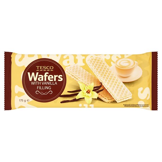 Tesco Wafle z nadzieniem o smaku waniliowym 175 g