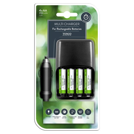 Tesco Ładowarka 3w1 i akumulatorki 2100 mAh AA 4 sztuki