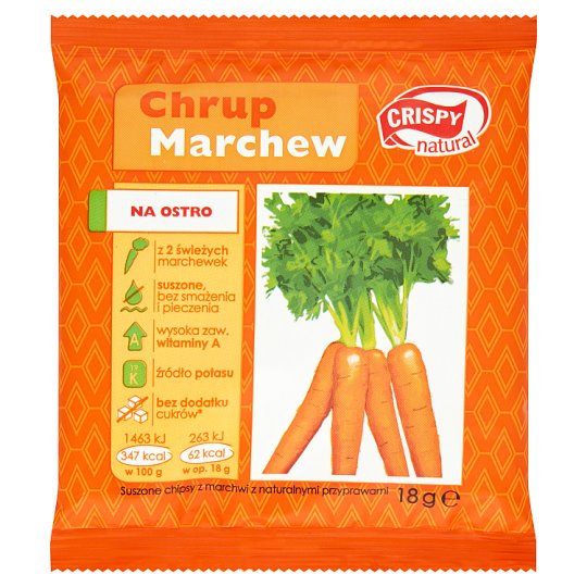 Crispy Natural Suszone chipsy z marchwi z naturalnymi przyprawami 18 g