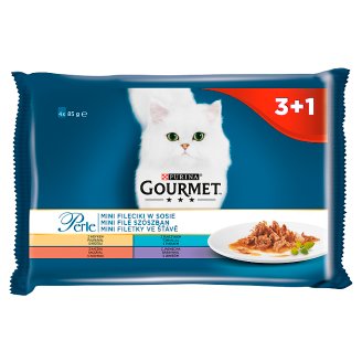 Gourmet Perle Mini Fileciki w sosie Pełnoporcjowa karma dla dorosłych kotów 4 x 85 g
